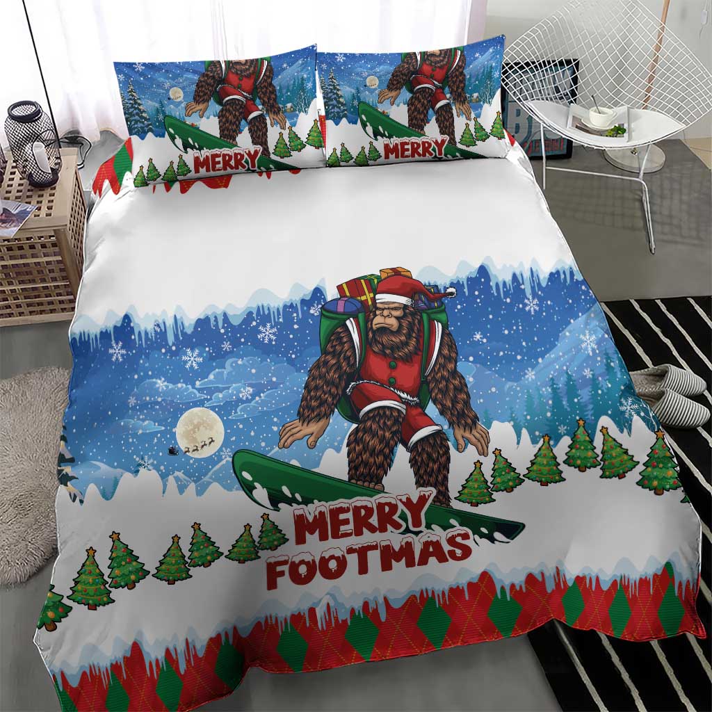 Christmas Bigfoot Ride Snowboard Bedding Set Merry Footmas Xmas Style - Wonder Print Shop