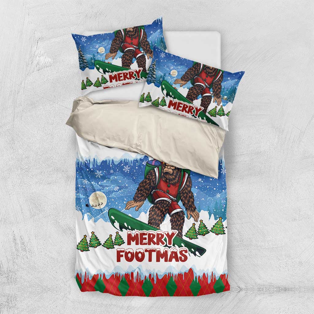 Christmas Bigfoot Ride Snowboard Bedding Set Merry Footmas Xmas Style - Wonder Print Shop