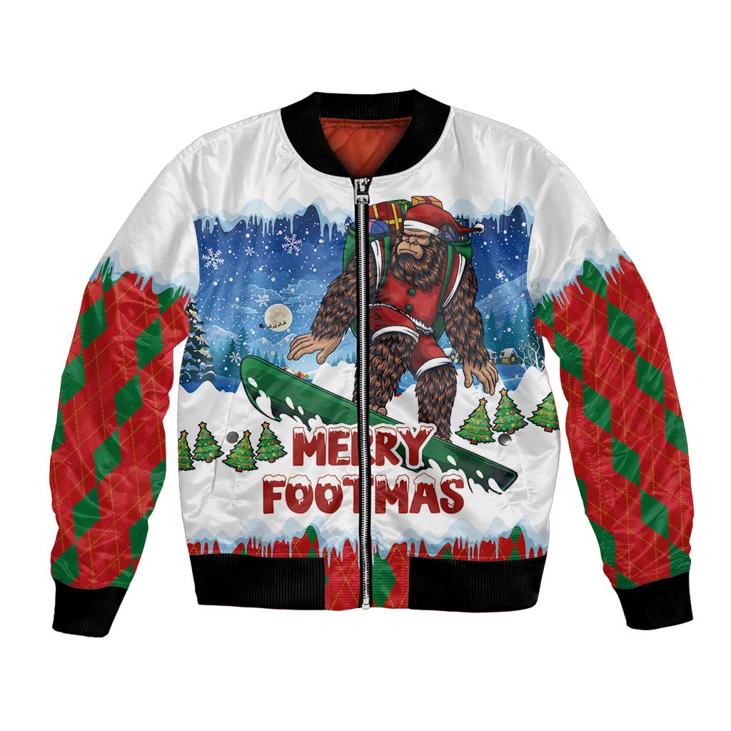 Christmas Bigfoot Ride Snowboard Bomber Jacket Merry Footmas Xmas Style - Wonder Print Shop