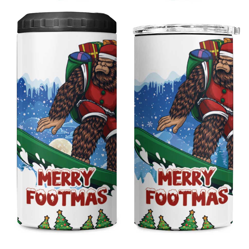 Christmas Bigfoot Ride Snowboard 4 in 1 Can Cooler Tumbler Merry Footmas Xmas Style - Wonder Print Shop