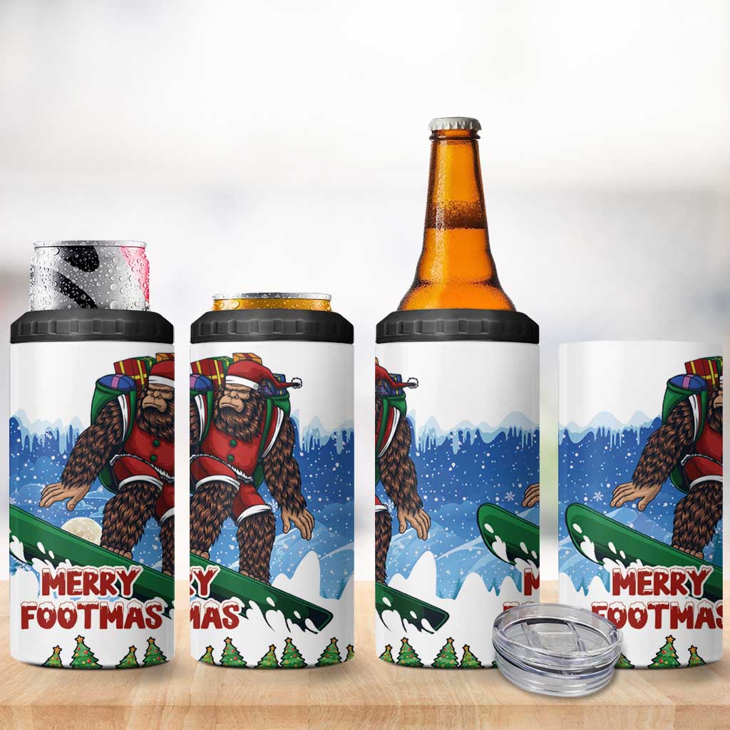 Christmas Bigfoot Ride Snowboard 4 in 1 Can Cooler Tumbler Merry Footmas Xmas Style - Wonder Print Shop