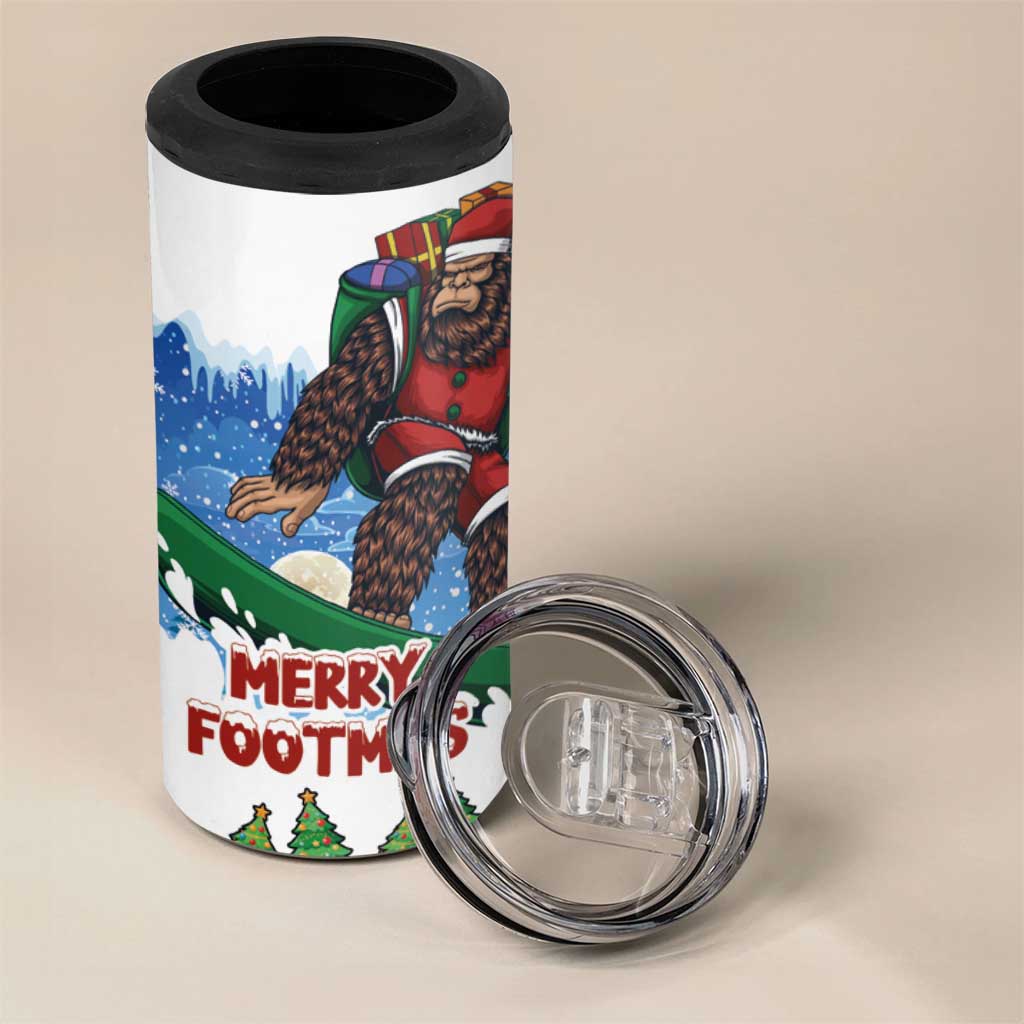 Christmas Bigfoot Ride Snowboard 4 in 1 Can Cooler Tumbler Merry Footmas Xmas Style - Wonder Print Shop