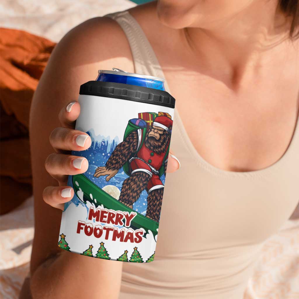 Christmas Bigfoot Ride Snowboard 4 in 1 Can Cooler Tumbler Merry Footmas Xmas Style - Wonder Print Shop