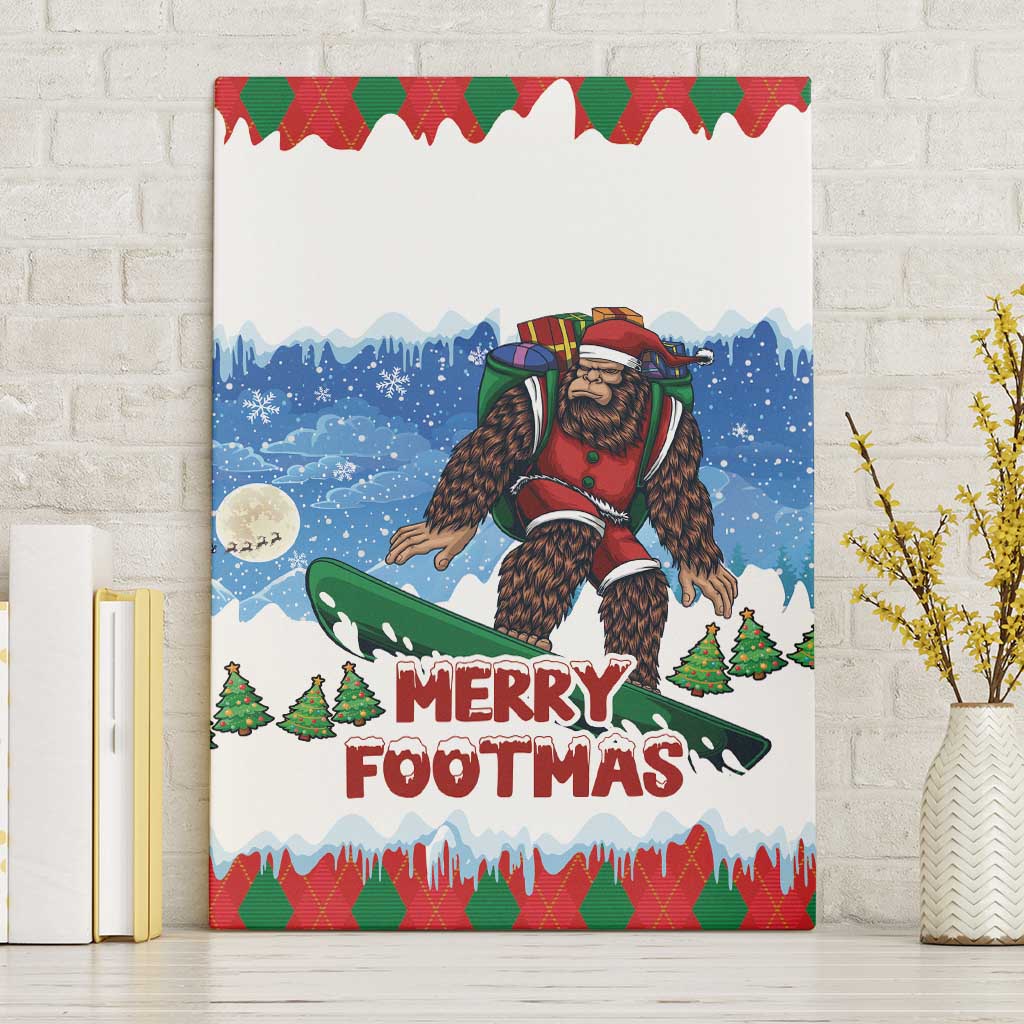 Christmas Bigfoot Ride Snowboard Canvas Wall Art Merry Footmas Xmas Style - Wonder Print Shop