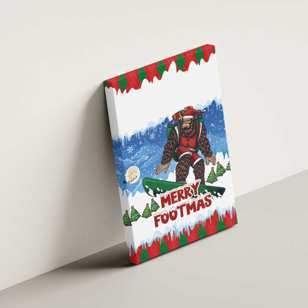 Christmas Bigfoot Ride Snowboard Canvas Wall Art Merry Footmas Xmas Style - Wonder Print Shop