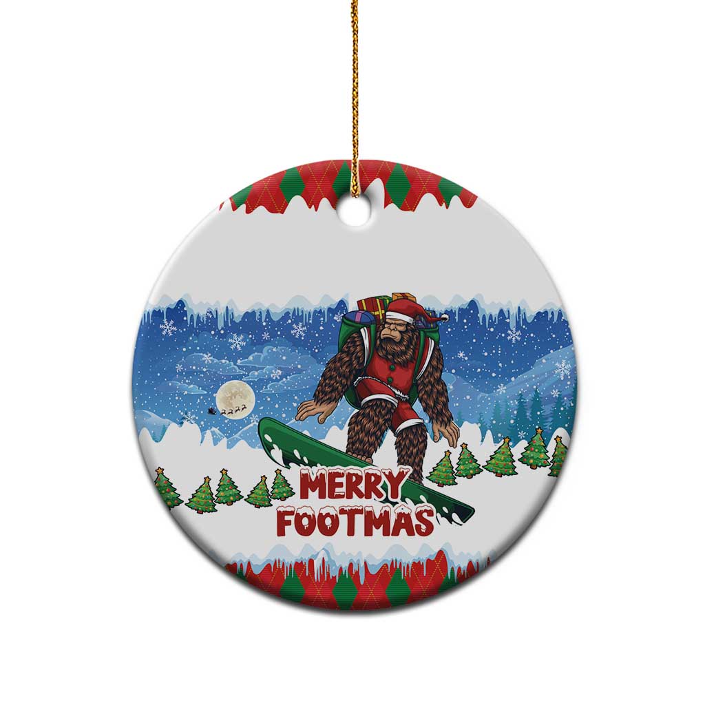 Christmas Bigfoot Ride Snowboard Ceramic Ornament Merry Footmas Xmas Style - Wonder Print Shop