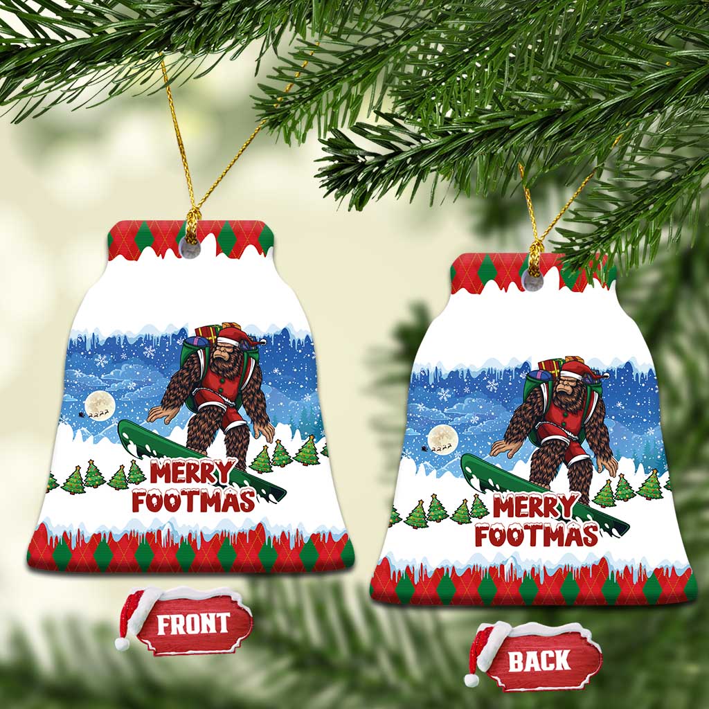 Christmas Bigfoot Ride Snowboard Ceramic Ornament Merry Footmas Xmas Style - Wonder Print Shop