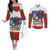 Christmas Bigfoot Ride Snowboard Couples Matching Off The Shoulder Long Sleeve Dress and Long Sleeve Button Shirt Merry Footmas Xmas Style