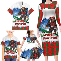 Christmas Bigfoot Ride Snowboard Family Matching Long Sleeve Bodycon Dress and Hawaiian Shirt Merry Footmas Xmas Style - Wonder Print Shop