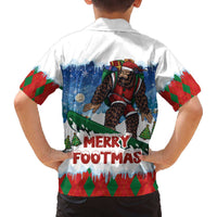 Christmas Bigfoot Ride Snowboard Family Matching Off The Shoulder Long Sleeve Dress and Hawaiian Shirt Merry Footmas Xmas Style - Wonder Print Shop