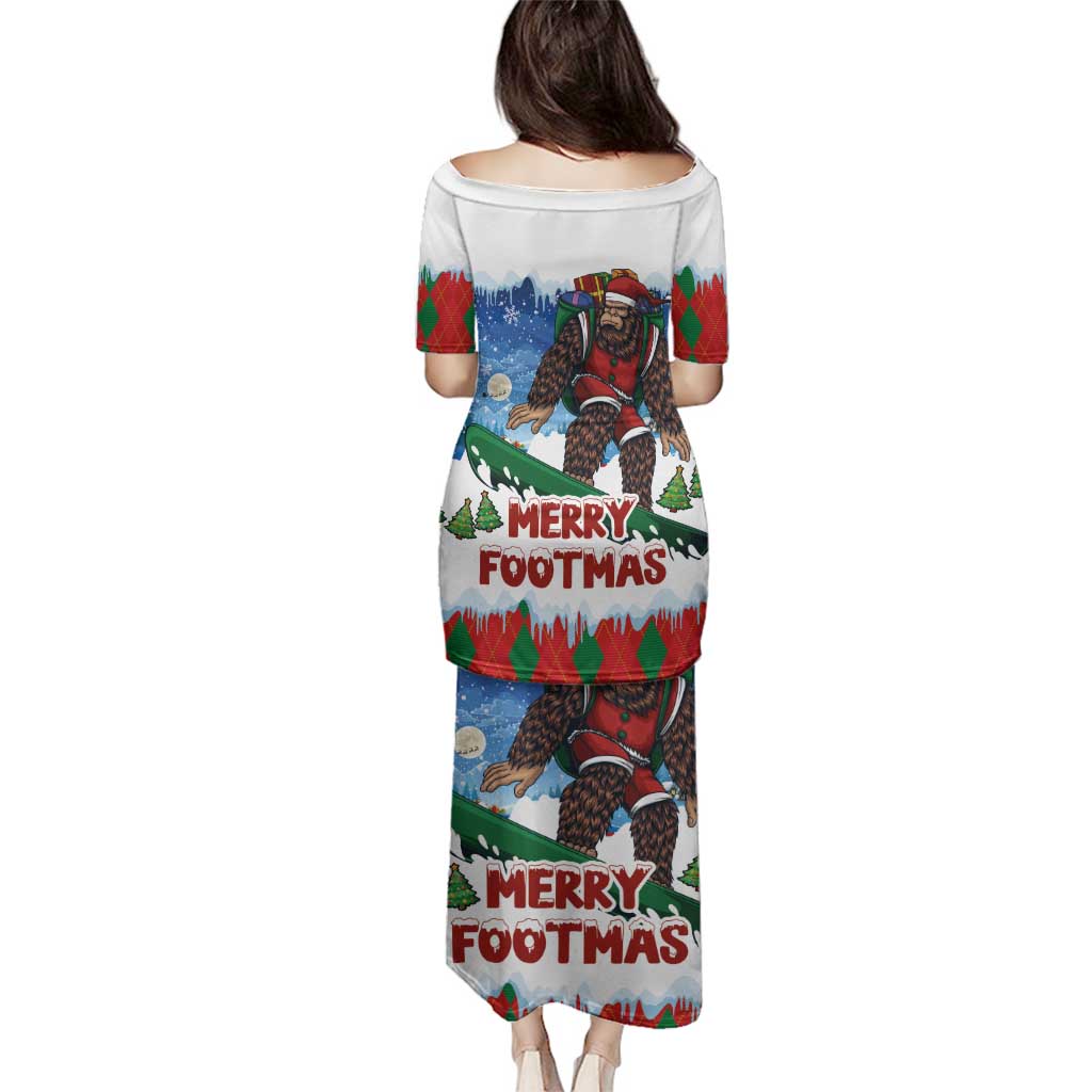 Christmas Bigfoot Ride Snowboard Family Matching Puletasi and Hawaiian Shirt Merry Footmas Xmas Style - Wonder Print Shop