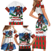 Christmas Bigfoot Ride Snowboard Family Matching Short Sleeve Bodycon Dress and Hawaiian Shirt Merry Footmas Xmas Style - Wonder Print Shop