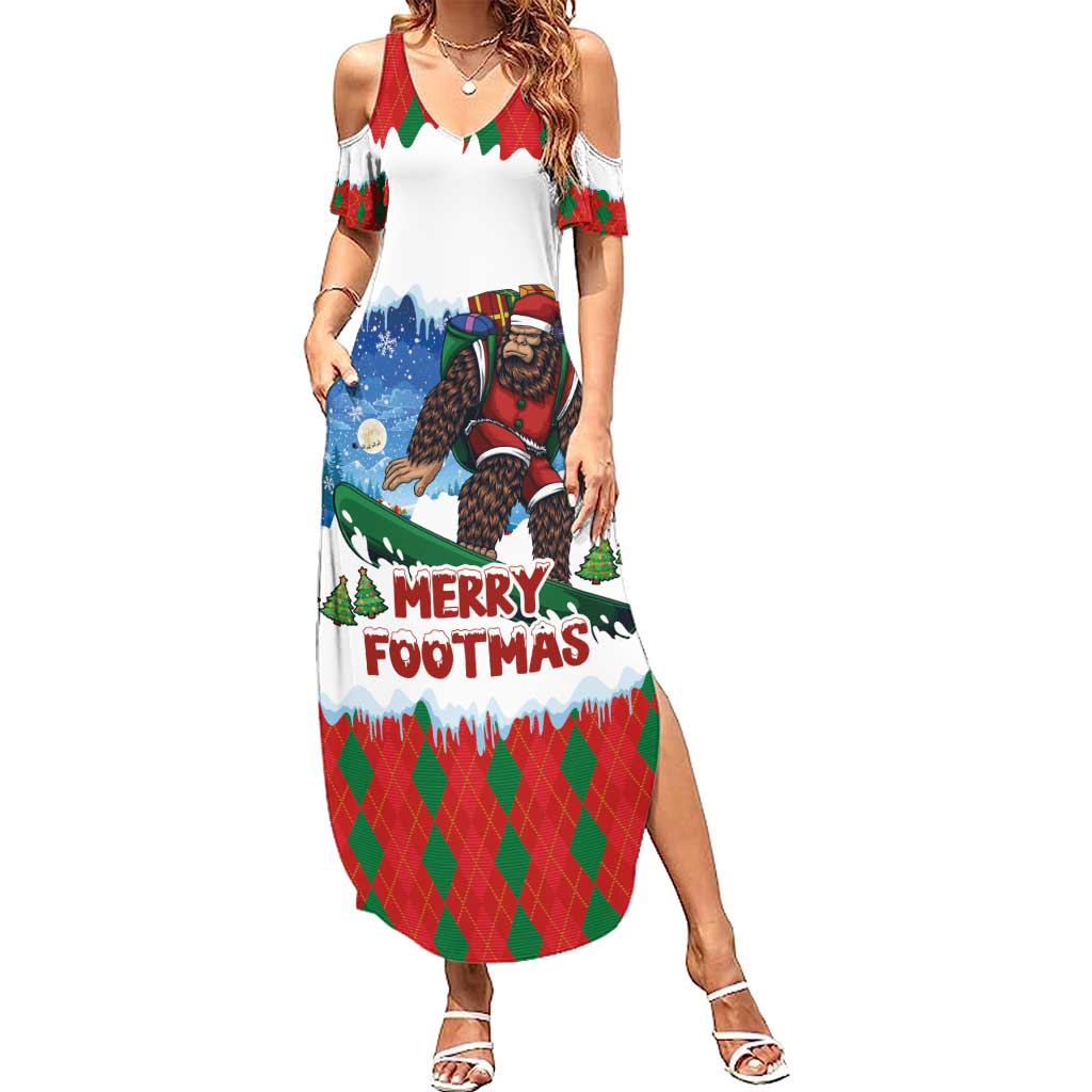 Christmas Bigfoot Ride Snowboard Family Matching Summer Maxi Dress and Hawaiian Shirt Merry Footmas Xmas Style - Wonder Print Shop