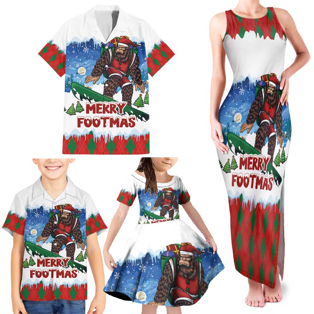 Christmas Bigfoot Ride Snowboard Family Matching Tank Maxi Dress and Hawaiian Shirt Merry Footmas Xmas Style - Wonder Print Shop