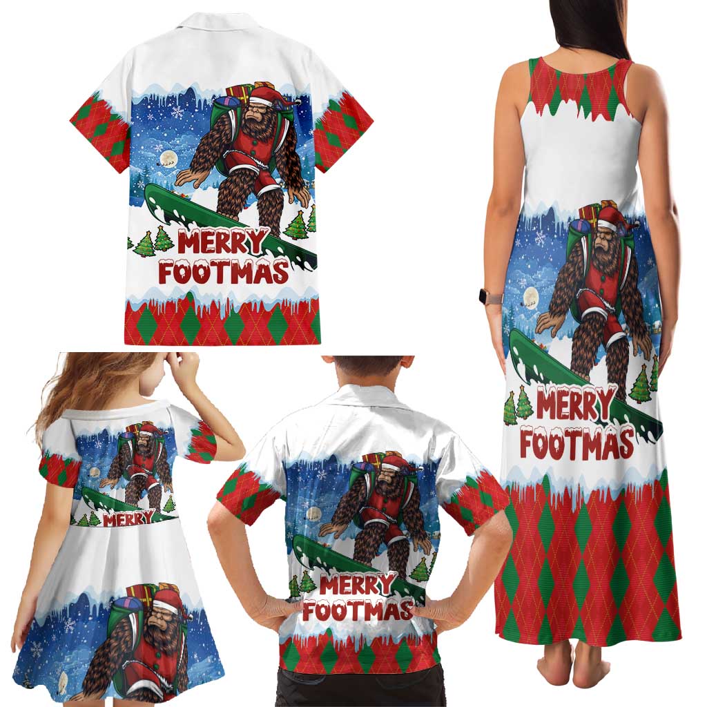 Christmas Bigfoot Ride Snowboard Family Matching Tank Maxi Dress and Hawaiian Shirt Merry Footmas Xmas Style - Wonder Print Shop