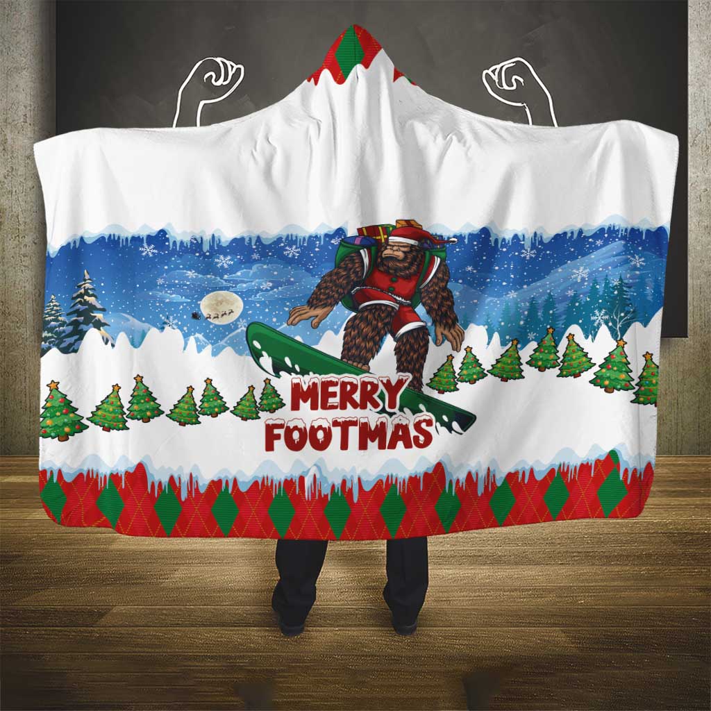 Christmas Bigfoot Ride Snowboard Hooded Blanket Merry Footmas Xmas Style