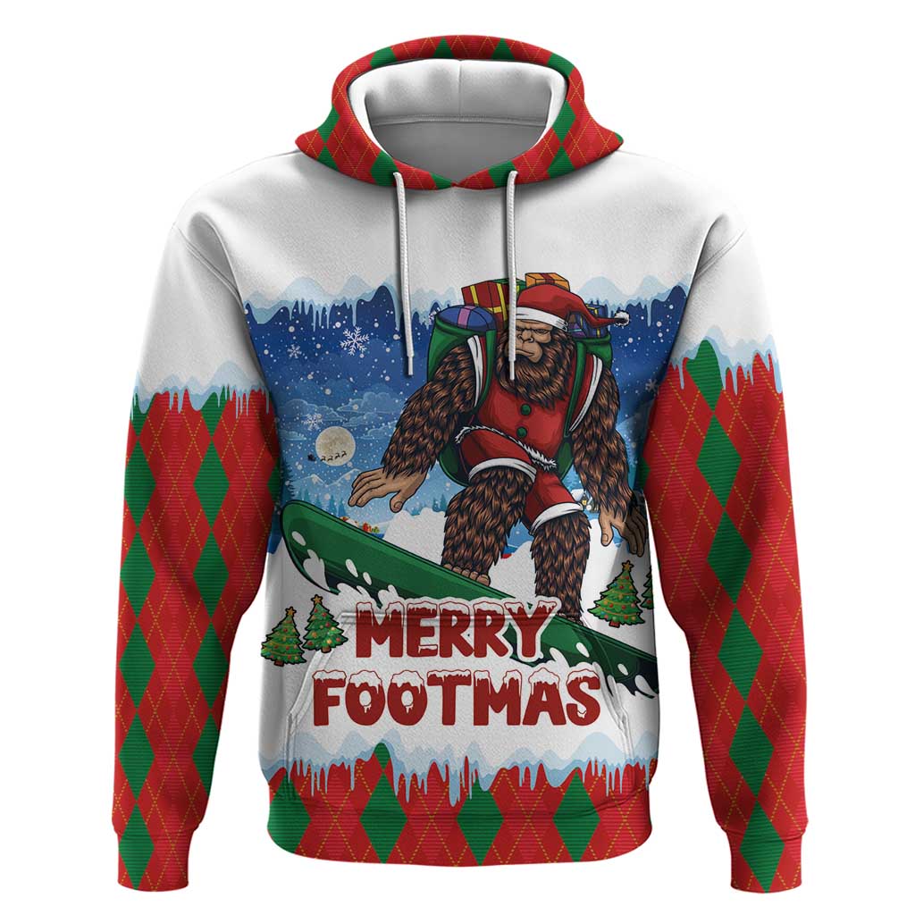 Christmas Bigfoot Ride Snowboard Hoodie Merry Footmas Xmas Style - Wonder Print Shop