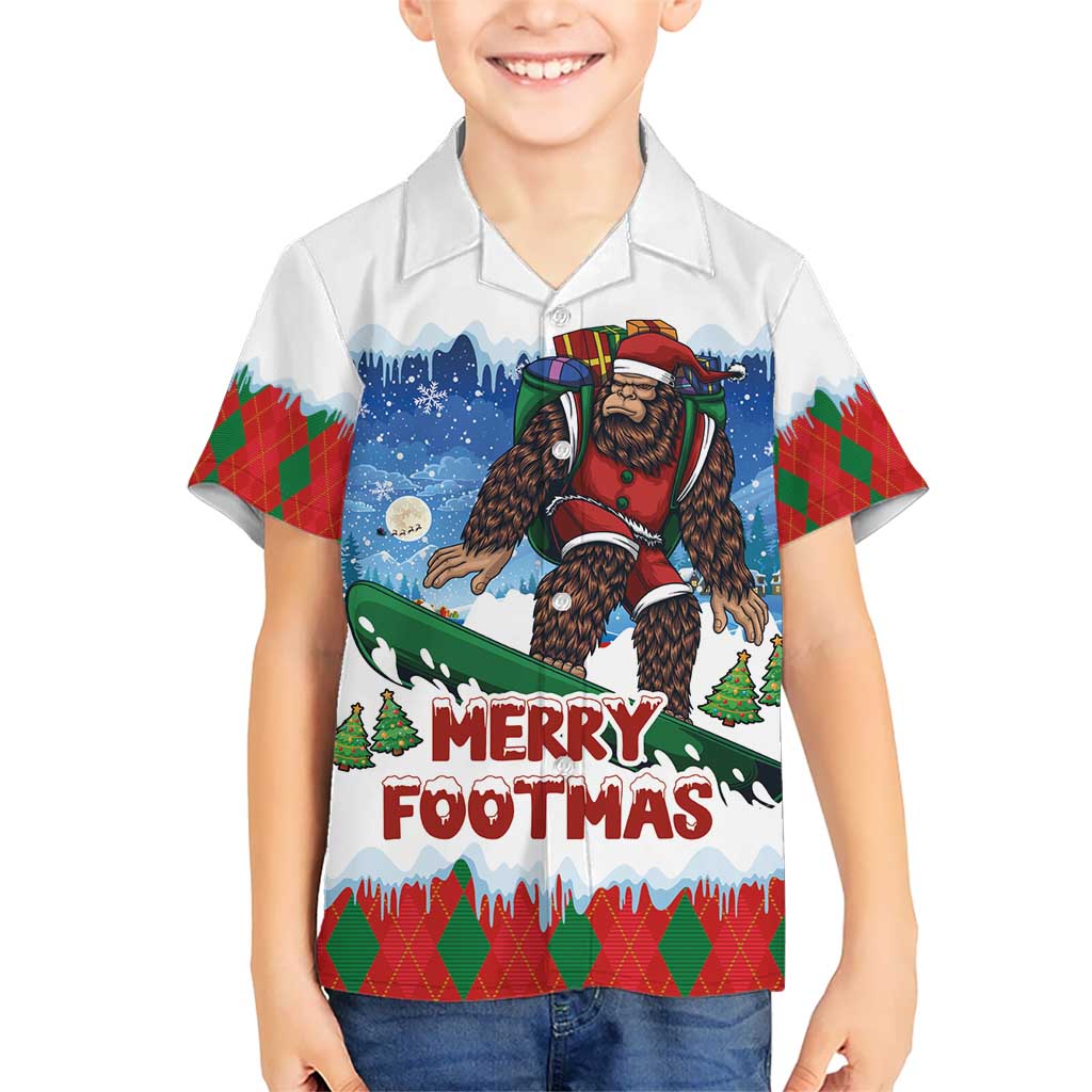 Christmas Bigfoot Ride Snowboard Kid Hawaiian Shirt Merry Footmas Xmas Style - Wonder Print Shop
