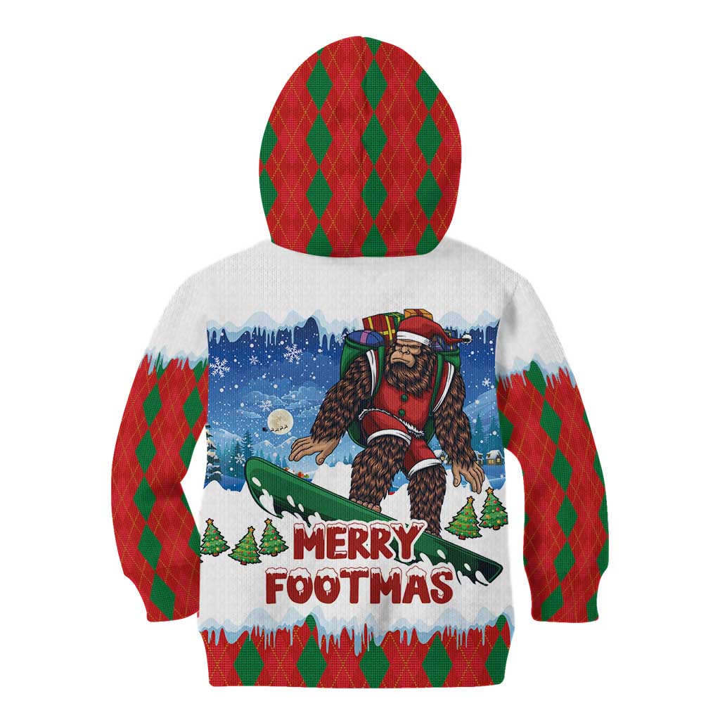 Christmas Bigfoot Ride Snowboard Kid Hoodie Merry Footmas Xmas Style - Wonder Print Shop
