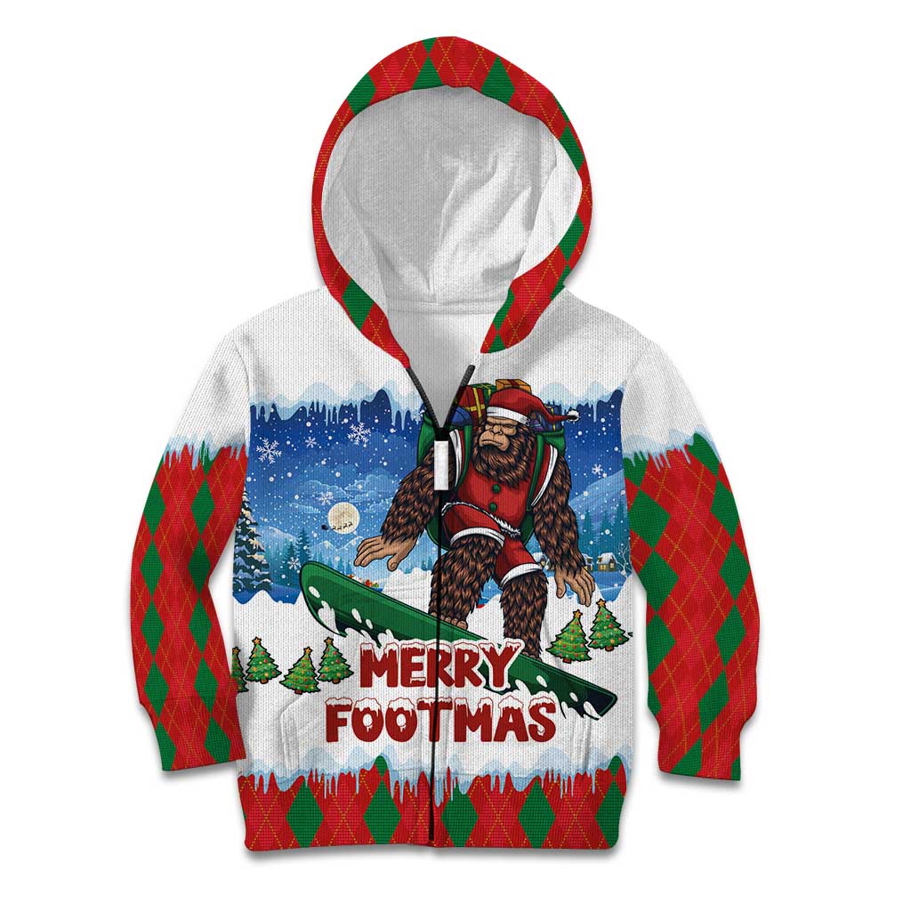 Christmas Bigfoot Ride Snowboard Kid Hoodie Merry Footmas Xmas Style - Wonder Print Shop