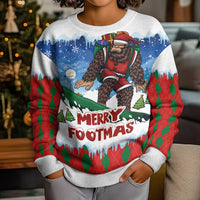 Christmas Bigfoot Ride Snowboard Kid Ugly Christmas Sweater Merry Footmas Xmas Style - Wonder Print Shop