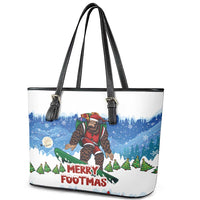 Christmas Bigfoot Ride Snowboard Leather Tote Bag Merry Footmas Xmas Style - Wonder Print Shop
