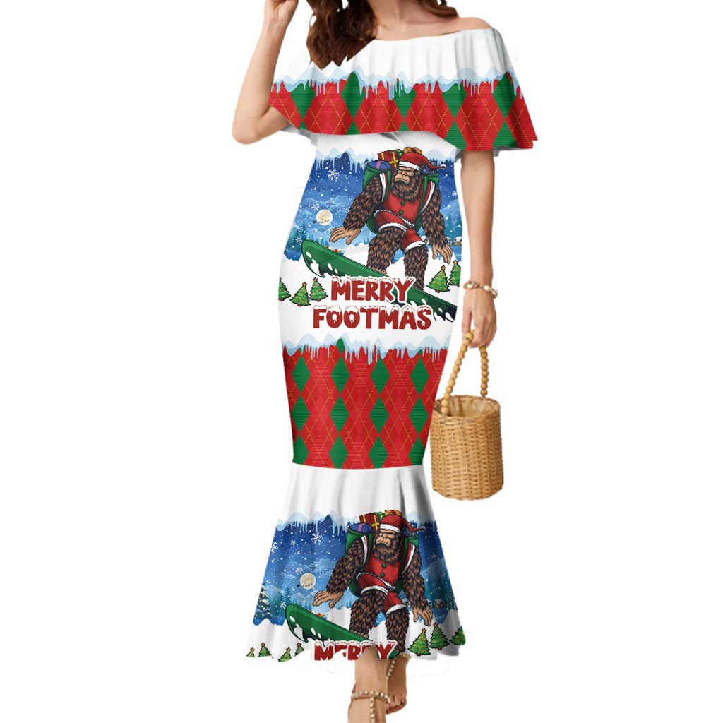 Christmas Bigfoot Ride Snowboard Mermaid Dress Merry Footmas Xmas Style - Wonder Print Shop