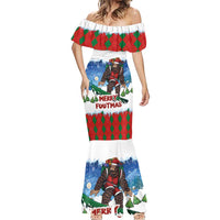 Christmas Bigfoot Ride Snowboard Mermaid Dress Merry Footmas Xmas Style - Wonder Print Shop