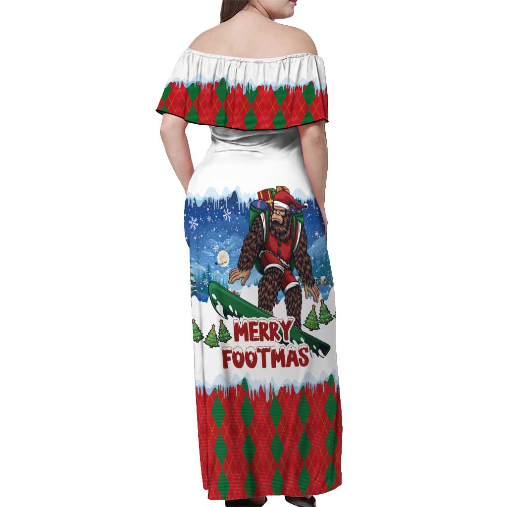 Christmas Bigfoot Ride Snowboard Off Shoulder Maxi Dress Merry Footmas Xmas Style - Wonder Print Shop