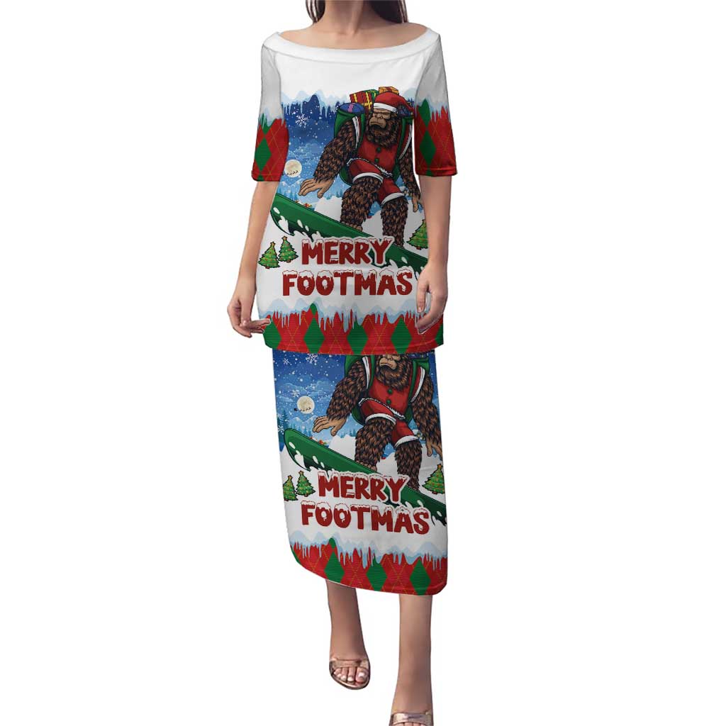 Christmas Bigfoot Ride Snowboard Puletasi Merry Footmas Xmas Style - Wonder Print Shop
