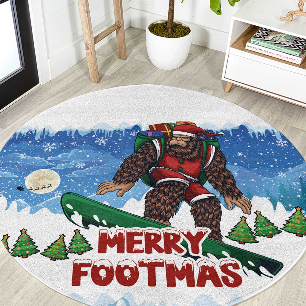 Christmas Bigfoot Ride Snowboard Round Carpet Merry Footmas Xmas Style