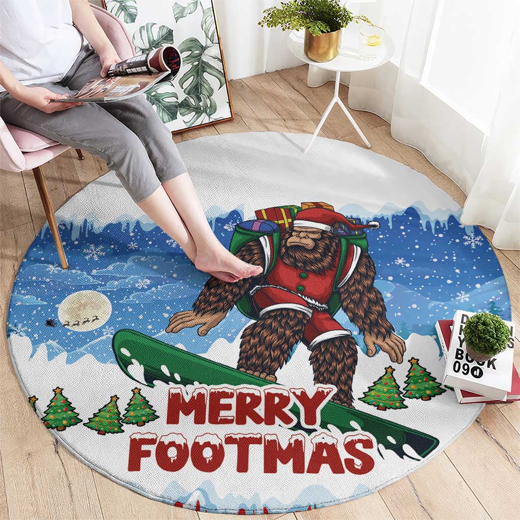 Christmas Bigfoot Ride Snowboard Round Carpet Merry Footmas Xmas Style