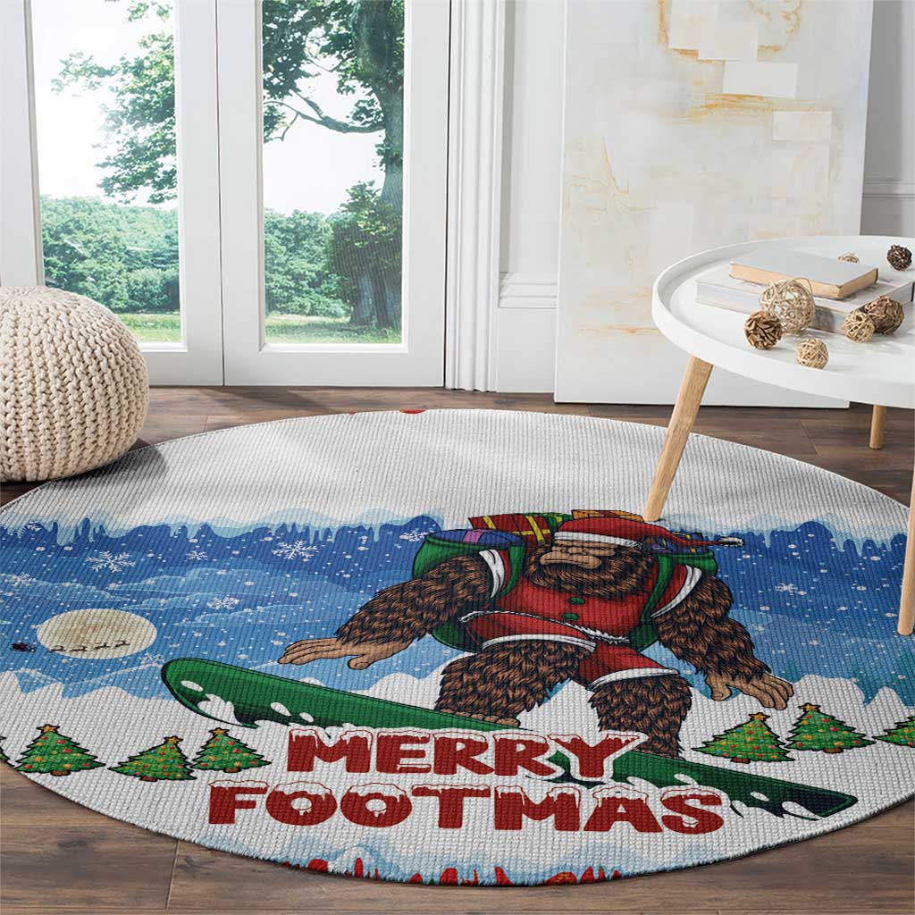 Christmas Bigfoot Ride Snowboard Round Carpet Merry Footmas Xmas Style