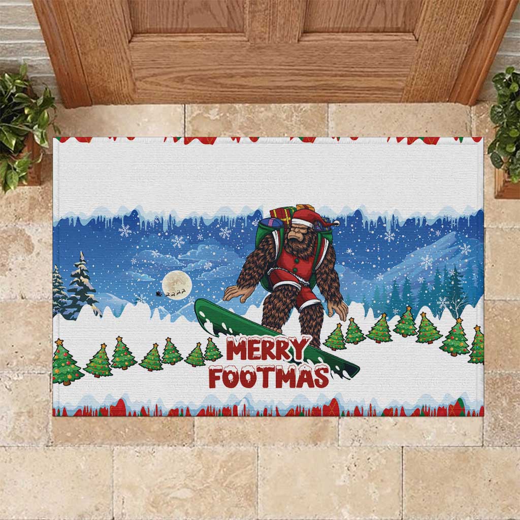 Christmas Bigfoot Ride Snowboard Rubber Doormat Merry Footmas Xmas Style - Wonder Print Shop