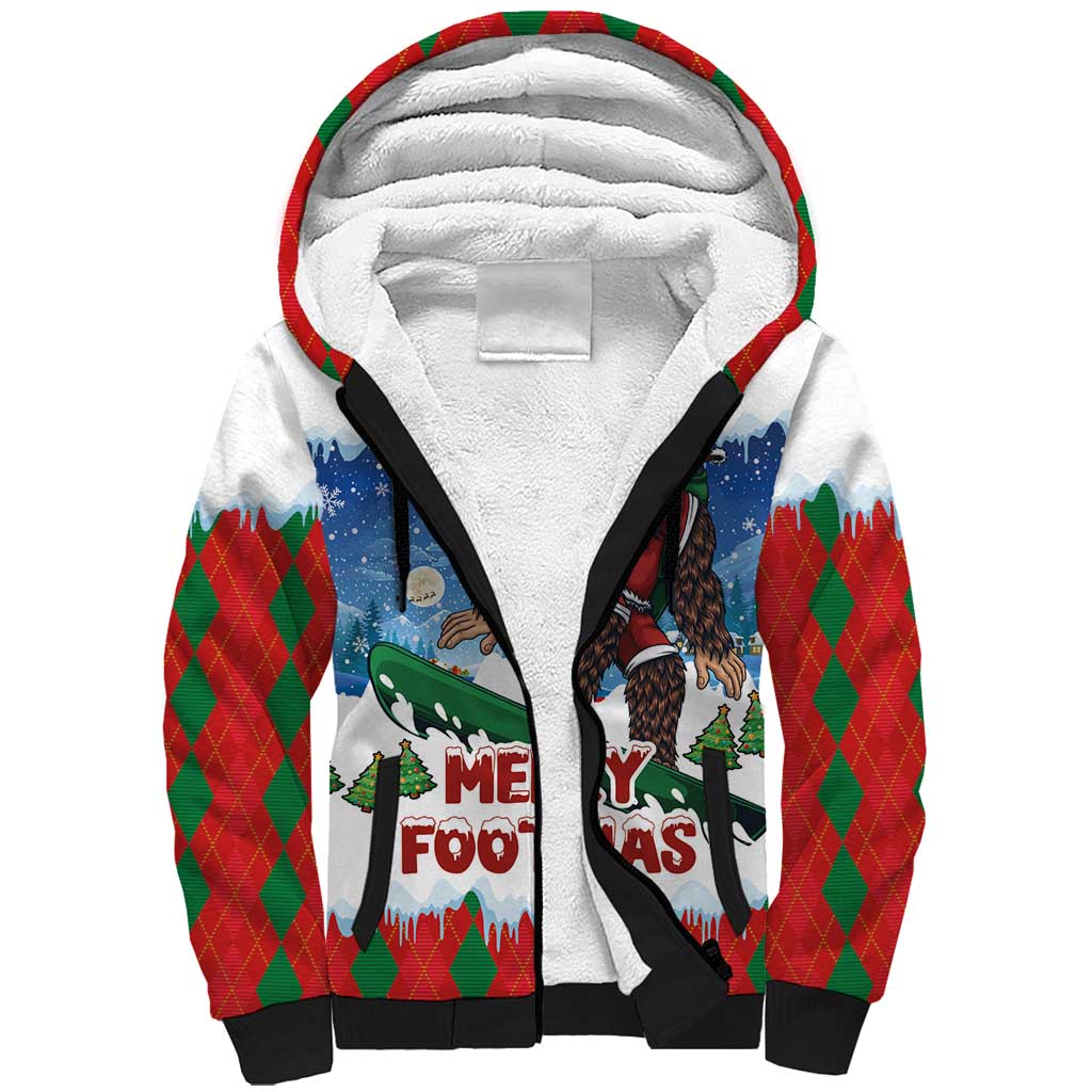 Christmas Bigfoot Ride Snowboard Sherpa Hoodie Merry Footmas Xmas Style - Wonder Print Shop