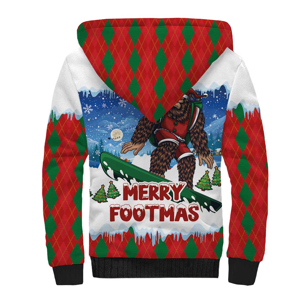 Christmas Bigfoot Ride Snowboard Sherpa Hoodie Merry Footmas Xmas Style - Wonder Print Shop