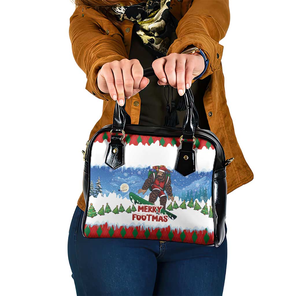 Christmas Bigfoot Ride Snowboard Shoulder Handbag Merry Footmas Xmas Style