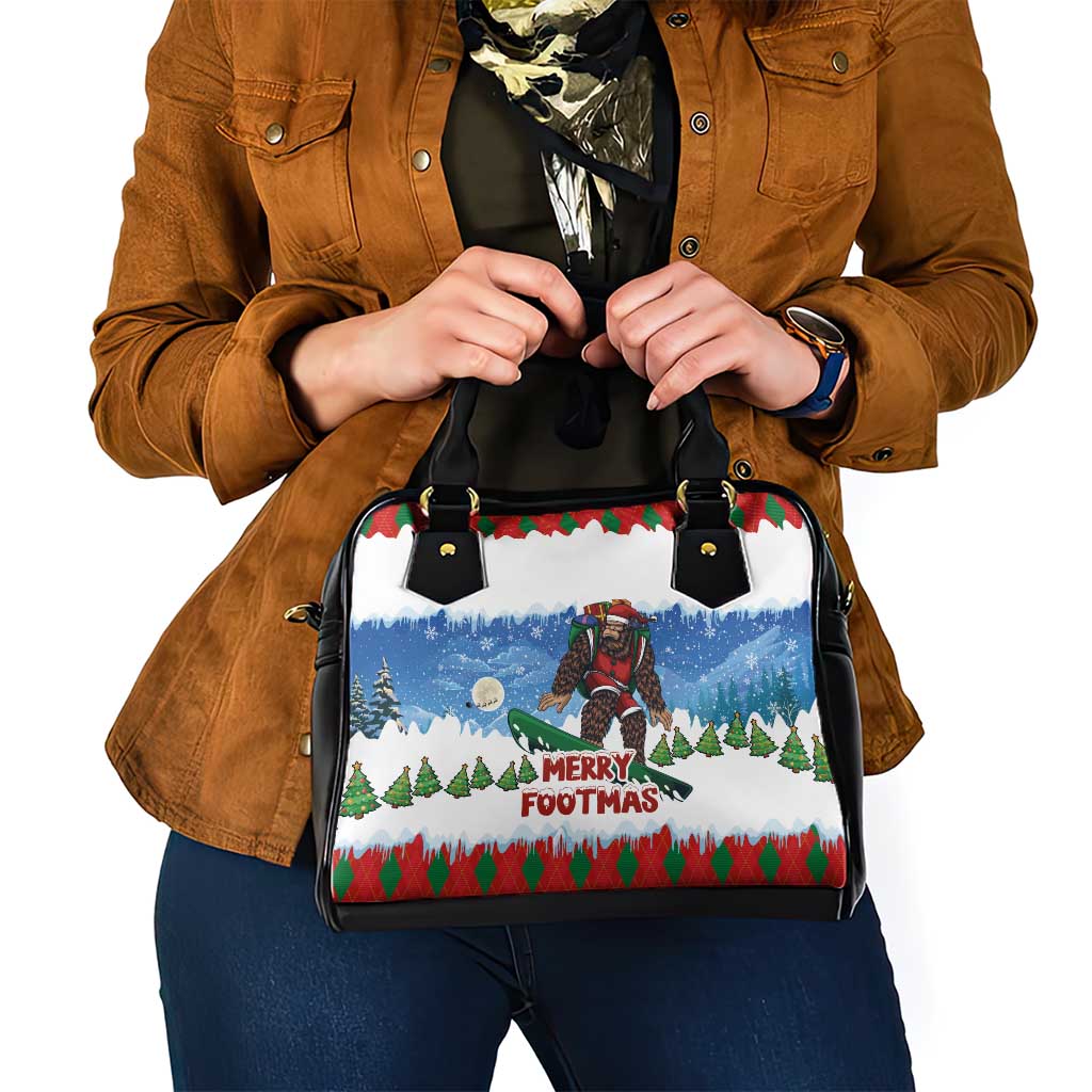 Christmas Bigfoot Ride Snowboard Shoulder Handbag Merry Footmas Xmas Style