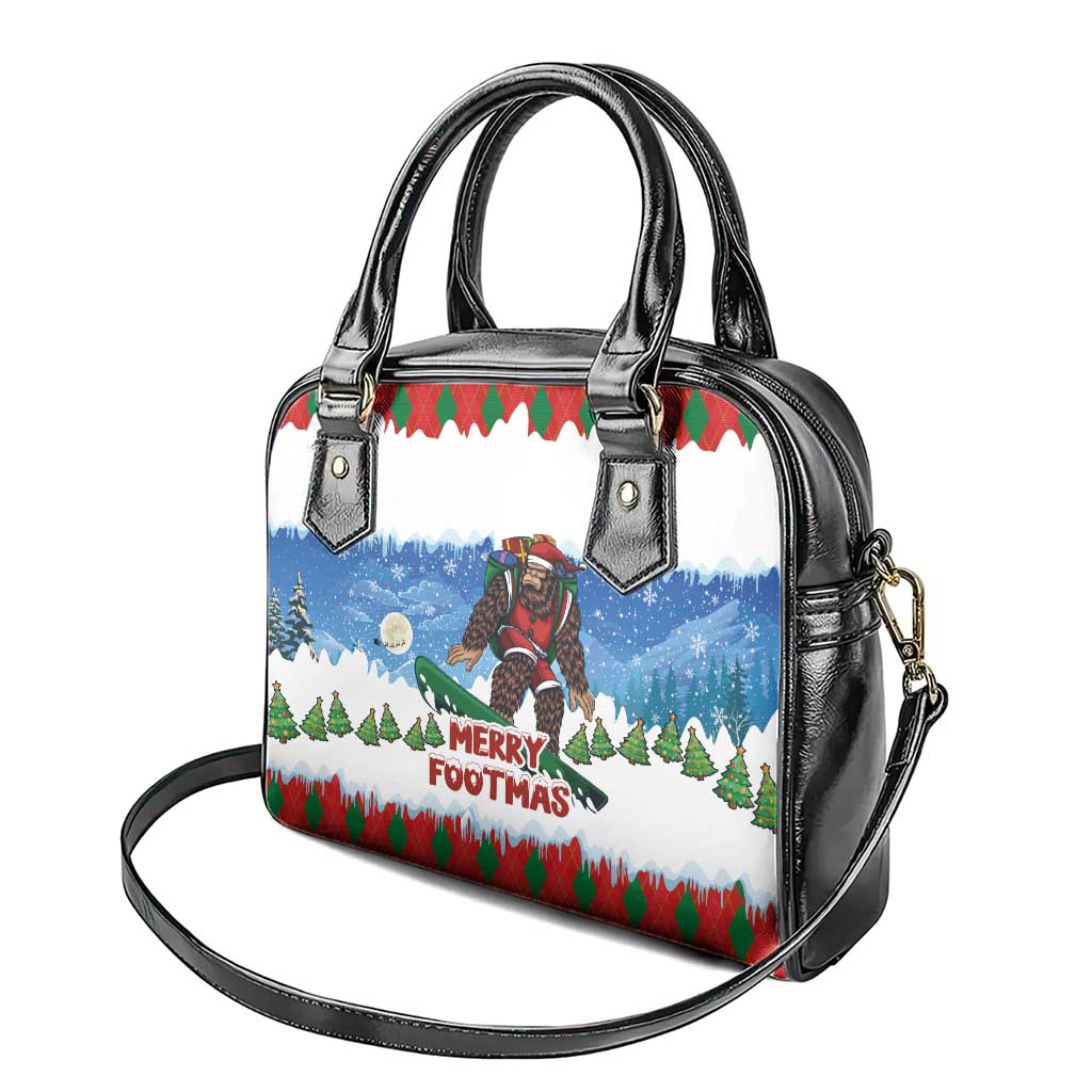 Christmas Bigfoot Ride Snowboard Shoulder Handbag Merry Footmas Xmas Style