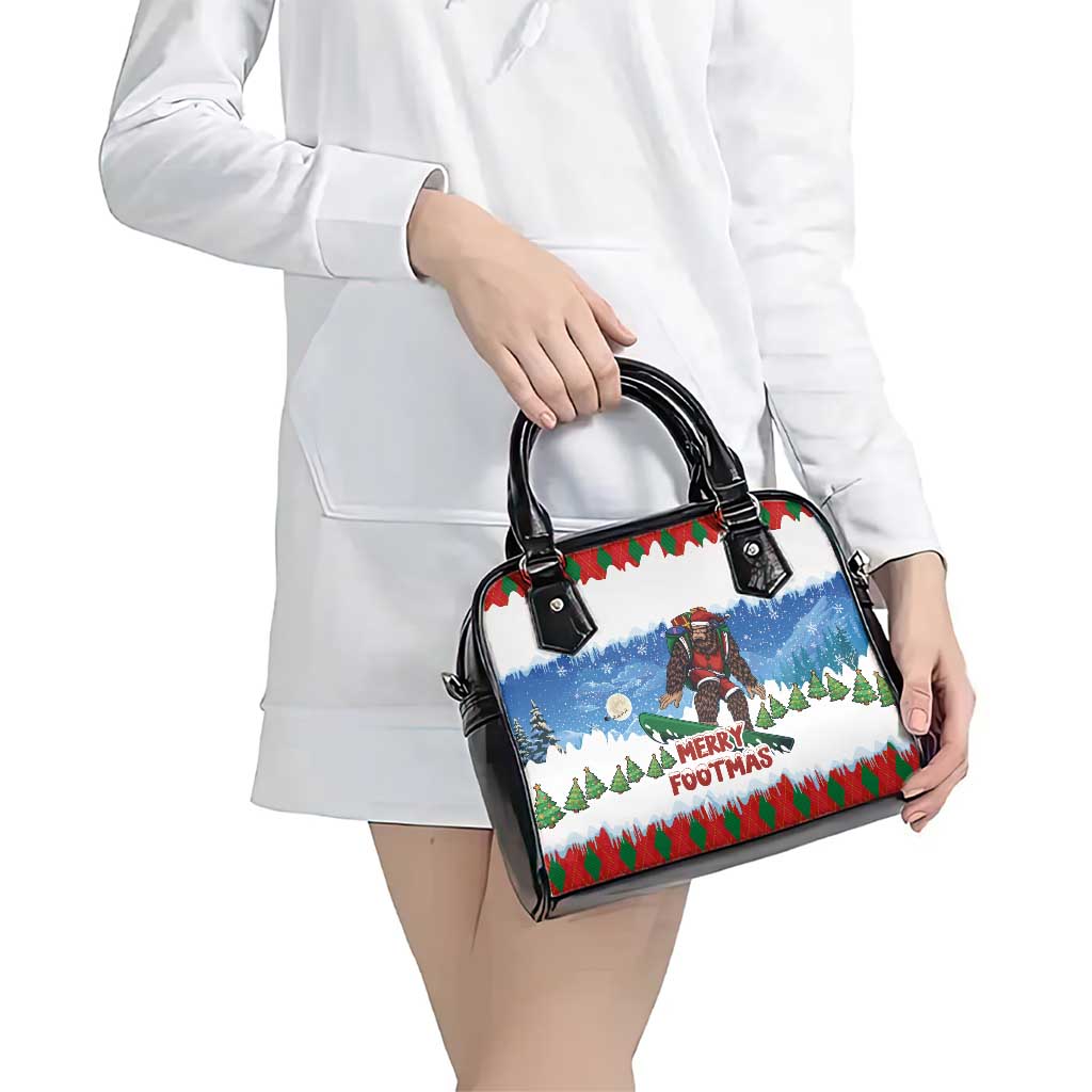 Christmas Bigfoot Ride Snowboard Shoulder Handbag Merry Footmas Xmas Style