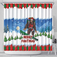 Christmas Bigfoot Ride Snowboard Shower Curtain Merry Footmas Xmas Style