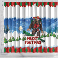 Christmas Bigfoot Ride Snowboard Shower Curtain Merry Footmas Xmas Style