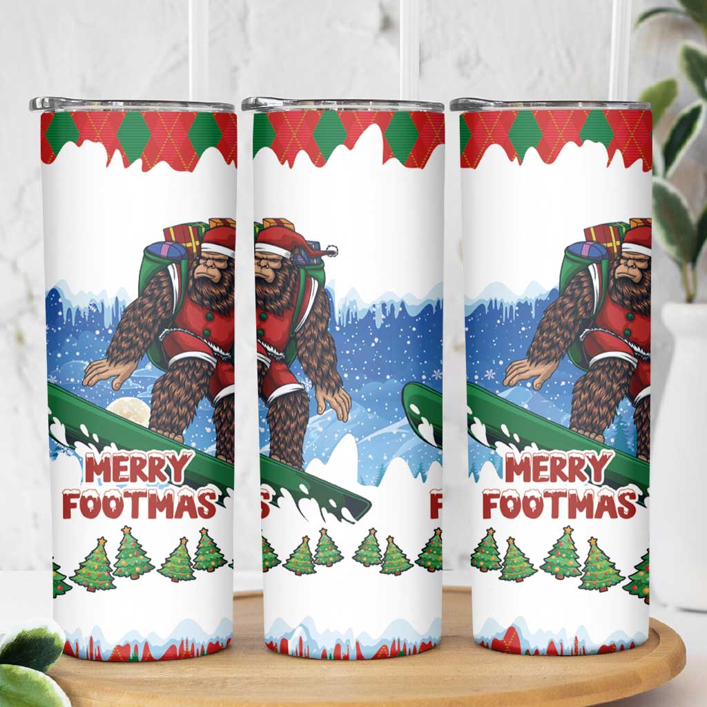 Christmas Bigfoot Ride Snowboard Skinny Tumbler Merry Footmas Xmas Style - Wonder Print Shop