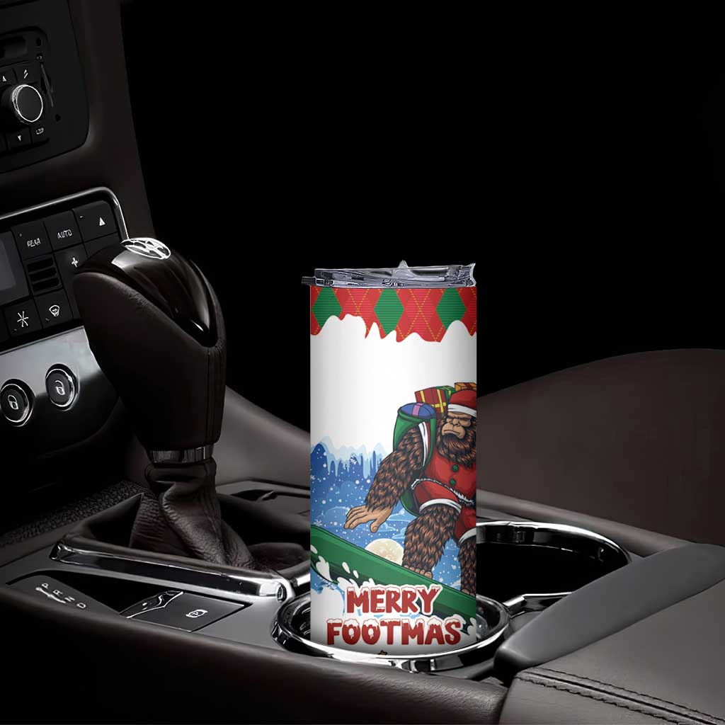 Christmas Bigfoot Ride Snowboard Skinny Tumbler Merry Footmas Xmas Style - Wonder Print Shop