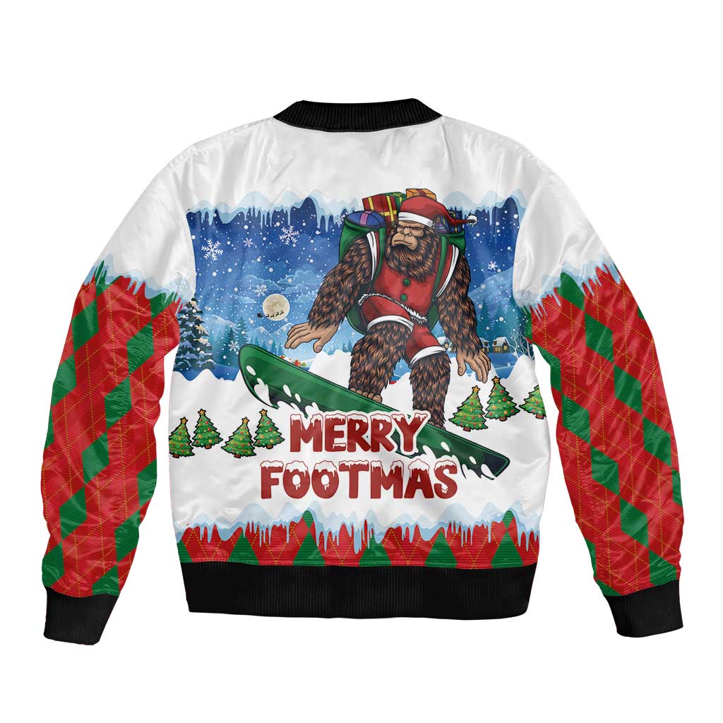Christmas Bigfoot Ride Snowboard Sleeve Zip Bomber Jacket Merry Footmas Xmas Style - Wonder Print Shop