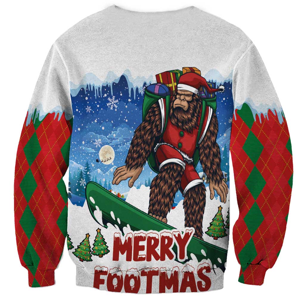 Christmas Bigfoot Ride Snowboard Sweatshirt Merry Footmas Xmas Style - Wonder Print Shop