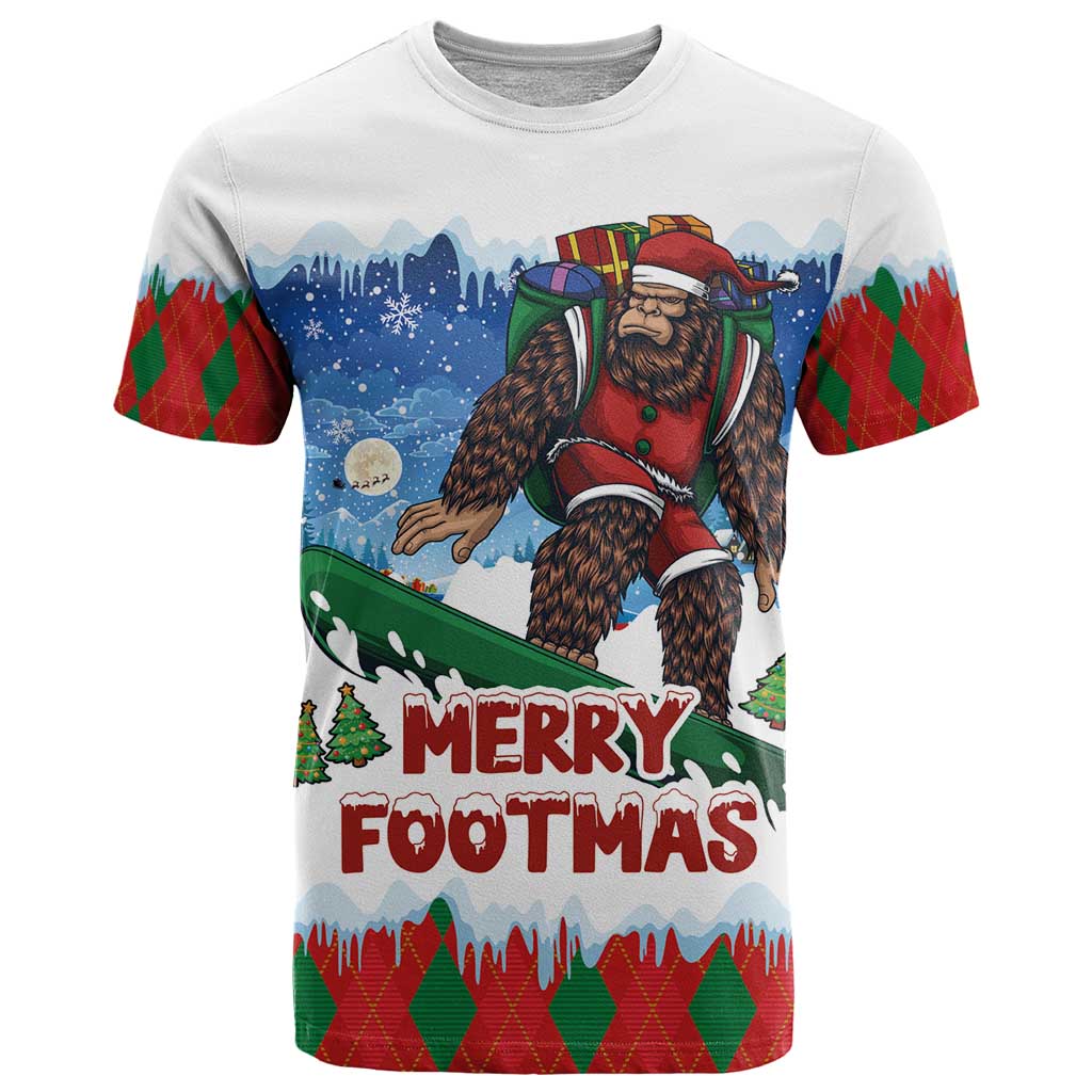Christmas Bigfoot Ride Snowboard T Shirt Merry Footmas Xmas Style - Wonder Print Shop