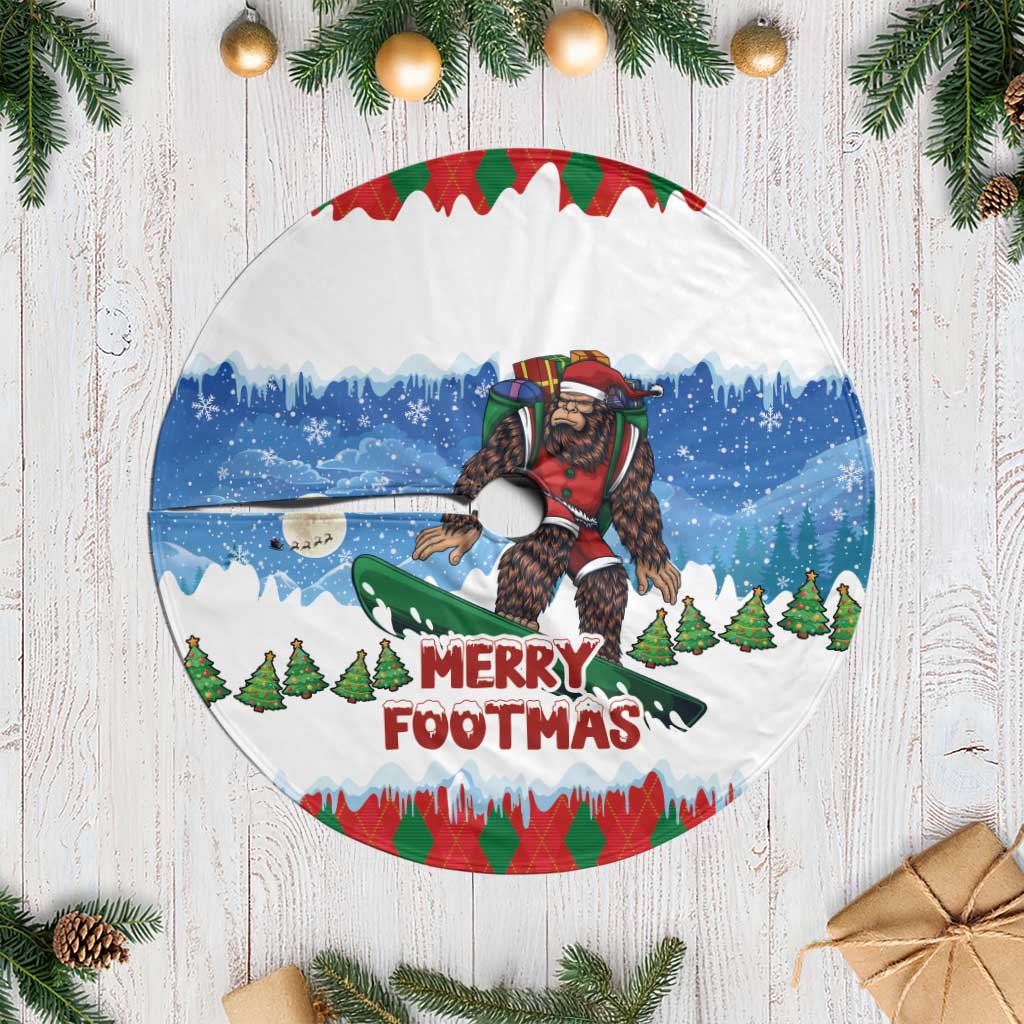 Christmas Bigfoot Ride Snowboard Tree Skirt Merry Footmas Xmas Style - Wonder Print Shop