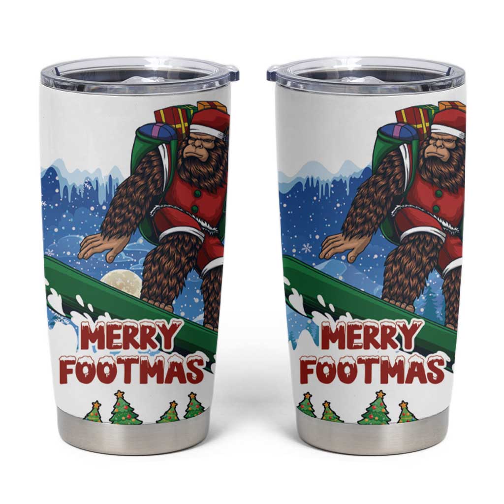 Christmas Bigfoot Ride Snowboard Tumbler Cup Merry Footmas Xmas Style - Wonder Print Shop