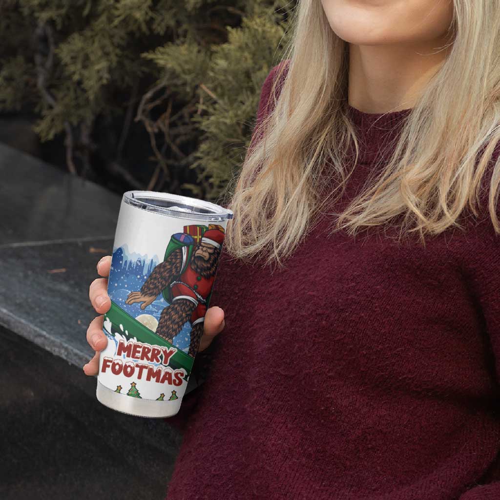 Christmas Bigfoot Ride Snowboard Tumbler Cup Merry Footmas Xmas Style - Wonder Print Shop